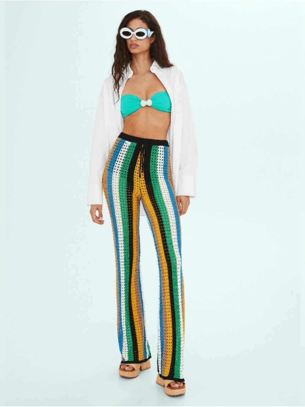 Mango x Simon Miller Striped Crochet Pants
